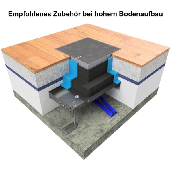 Produktbild UBD 260 249  -  Unterflur-Bodendose UBD 260 inkl. belegtem Deckel aus Chromstahl, geschliffen, mit 1 Schnurauslass